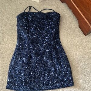 Elegant Navy Sequin Dress - NWT